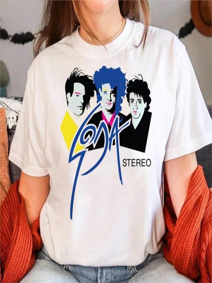 COOL SUMMER Soda Stereo Tee Women Japanese Manga Tshirt Female Japanese Harajuku Streetwear Clothes - 白色 - 查看 1