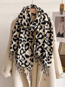 1pc Elegant Vintage Leopard Print Jacquard Faux Cashmere Scarf, Women's Fashion Versatile Warm Shawl Wrap For Daily Matching And Decoration - Multicolor - View 18