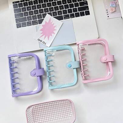 1 clasor transparent format A7 cu margini albe, un clasor cu copertă legată, un album cu stickere în relief 3D, un album foto cu stickere, un caiet cu copertă moale cu inele duble, pagini suplimentare transparente, o colecție de fotografii K-Pop, un caiet portabil de mare capacitate, cu foi libere, un jurnal, un blocnotes cu foi libere, un album de scrapbooking și un jurnal - Toate aceste articole sunt potrivite pentru utilizare în școli și birouri.