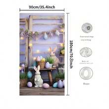 复活节主题背景，复活节彩蛋 - 兔子 - 可用作复活节派对摄影背景、大厅装饰、派对装饰横幅的装饰品，涤纶材质