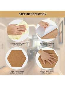 1/4 Piece Hexagon Cork Sticker, Self-Adhesive Cork Tile, Hexagon Cork Board, Mini Wall Bulletin Board, DIY Decorative Postcard Wall Cork Board, Bulletin Board, Message Board - Multicolor - View 10