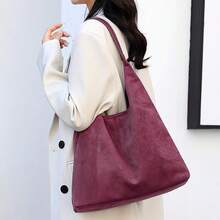 Bolso de Hombro para Mujer,Bolso de Mano de Gamuza para Mujer Con Cremallera Y Bolsillos, Suede Bags for Women, Bolso Bandolera De Gran Capacidad, Bolsos Retro para Diario Oficina,Viajes - Blanco - Ver 1