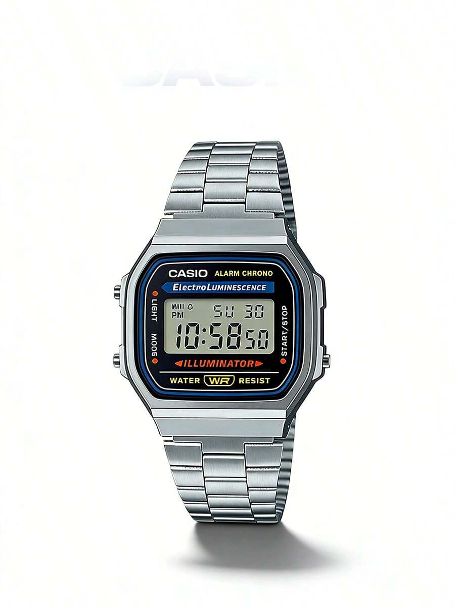Casio Unisex Digital Watch - Water-Resistant Strap, Calendar, Alarm And Stopwatch Functions. Retro Student Style Square Watch. Rubber Material. Sports Fashion. Suitable For Daily Wear. New Year, Christmas, Christmas Gift. - Blue and White - View 1
