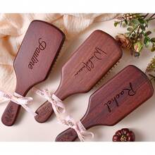 Personalized Bamboo Comb, Customized Bridesmaid Hair Comb, Bridesmaid Gift, Ideal Wedding Party Gift, Gift For Mom, Engraved Wooden Comb - Multicolor - View 2