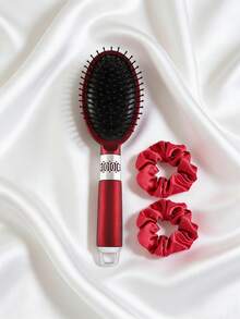 Brodark 5pcs Red Air Cushion Comb Cylinder Brush, Includes 2 Golden Hair Ties, Suitable For Men And Women Daily Use - Red - View 6