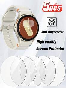 5 st. HD-skärmskydd i härdat glas, kompatibel med Galaxy Watch7, stötsäker, enkel att installera, klockvänlig, kompatibel med Galaxy Watch4 5 Pro 6 Classic 40 mm 44 mm 43 mm 47 mm vattentät fallskyddande reptålig fingeravtrycksskyddande heltäckande