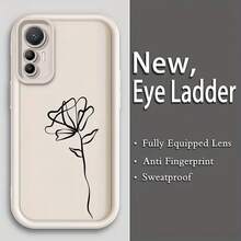 1pc Gradient Frame Dopamine Matte Line Lotus Flower Soft Silicone Phone Case, Minimalist Design, Cute Cartoon Style, Perfect Protection For Honor X7/Galaxy A56 5G/Infinix Smart 8/Infinix Hot 40/Transsion Spark 30C/Spark Go 2024/Redmi Note 14 5G/ Moto E22/E22i/OPPO A54 - White - View 3