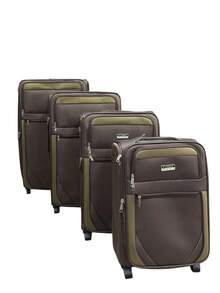 Fabric Travel Suitcase On Wheels - Black - View 1