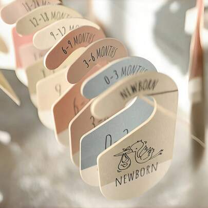 8pcs Wooden Wardrobe Divider Set, Lightweight Hanging Storage Racks - Ideal For Nursery Decor And Christening Gifts