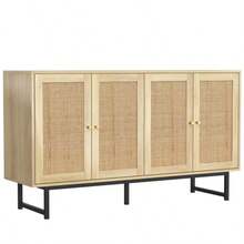 Buffet 140 X 39.5 X 80 Cm In Genuine Rattan, 4 Doors - Natural Color - View 10