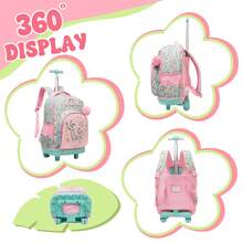 3件套女孩拉杆背包，带午餐盒和铅笔盒，适合小学生出行返校。 - 女童拉桿包 - 查看 5