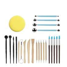 24Pcs Pottery Clay Tools Set DIY Ceramic Sculpting Carving Shaping Kit For Handbuilding Modeling Clay Art Craft Supplies - Multicolor - View 2