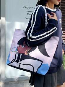 Túi tote in họa tiết chất lượng cao, túi xách tay ngoài trời dung tích lớn, thiết kế thời trang và độc đáo. - Nhiều màu - Xem 7