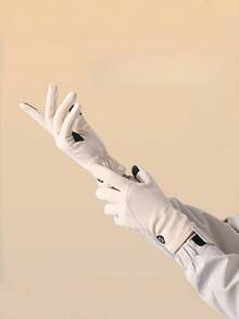 1 双卡其色/黑色/白色手套，时尚保暖的德国羊毛内衬全指手套，具备触屏功能，掌心防滑，防风保暖，适合滑雪、骑摩托车和户外冬季活动。 - 彩色 - 查看 2