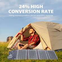 Portable solar panel charger for phones tablets cameras, fast USB C 18W QC 3.0 and USB A ports, energy bank, IPX5 waterproof - 30 vatios - Ver 3