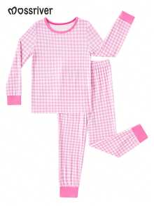 MOSSRIVER Girls Bamboo Pajamas - Soft Easter Bunny & Carrot Print Long Sleeve Sleepwear - Gift Idea, All Seasons - 淺粉色 - 查看 3