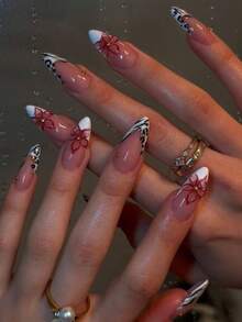 Bộ 24 móng tay giả ngắn hình hạnh nhân 3D bằng gel, thích hợp cho mùa xuân và mùa hè, họa tiết hoa và sọc ngựa vằn, thiết kế hạt vàng, móng tay giả kiểu Pháp sọc ngựa vằn, bộ móng giả vừa vặn hoàn hảo, bao gồm: 1 miếng gel dẻo và 1 dũa móng. Dễ dàng tạo kiểu móng mùa thu và nghệ thuật móng kiểu Pháp, phù hợp cho phụ nữ và bé gái sử dụng hàng ngày, đi làm, dự tiệc. - Nhiều màu - Xem 7