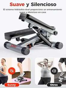 S un ny H ea lth & F itne ss Mini Stepper for Home Exercise, Climber Exercise Machine with Resistance Belt, Optional Twist Movement and Connection to the Free SunnyFit App - Gris - Ver 3