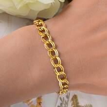 Vòng tay vàng 18K hình tròn dẹt 7mm, thiết kế cổ điển giản dị, phù hợp cho cả nam và nữ, thích hợp đeo hàng ngày. - vàng 2 - Xem 3