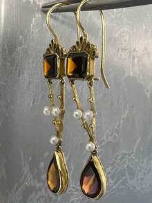 1 Pair Of Vintage Pearl Water Drop Alloy Women's Earrings, Suitable For Women's Daily Leisure Party Travel Jewelry Accessories - Nhiều màu - Xem 6