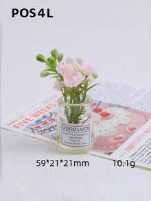 可爱花卉花瓶套装桌面装饰，办公配件，减压摆件，迷你桌面装饰，电脑显示器，办公空间（管道、机器、办公桌，临时礼物）房间装饰家居装饰摆件家居微缩物件人造花束 - 彩色 - 查看 6