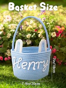1pc Customizable Crochet Easter Basket, Suitable For Children's Easter Egg Hunt, Baby's First Keepsake, And Spring Decor Basket ,Multi-Scenario - Multicolor - View 6