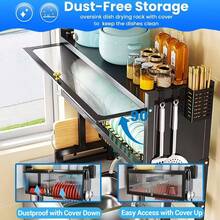 HanTai Over The Sink Dish Drying Rack,4 Tier Adjustable Length Full Stainless Steel Large Storage Kitchen Dish Rack,For Kitchen Counter Expandable Multifunctional Organizers - Black - View 5