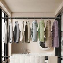 Stainless Steel Closet Clothes Rod, Bathroom Curtain Rod, Garment Hanging Device, Balcony Drying Rack, Curtain Hanging Device, Available In Gold, Black, White, Silver, With Screws