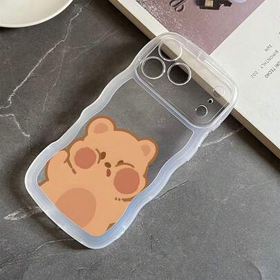1 st minimalistiskt, brunbjörnsdesignat, genomskinligt, stötsäkert skyddande telefonskal, lämpligt för iPhone 17/17 Pro/17 Pro Max/17 Air/16/11/16 Pro/16 Plus/16 Pro Max/16e/15 Pro Max/13/14/12/11/7G/8P, S25/S24, modernt val för användare