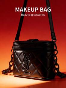 Yves Saint Laurent YSL Women's Black Square Shoulder Bag, Decorated With Black Logo, Suitable For Casual Daily Use, An Ideal Christmas Gift For Women