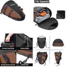 MOSISO Motocicleta Cola Bolsa Multifuncional Impermeable Polister Almacenamiento Bolso de Silln,10L Deportes al Aire Libre Moto Asiento Trasero Luz Tanque Bolsa con Correa de Hombro, Marrn - Marrón - Ver 1
