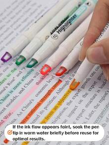 6 支/套软头荧光荧光笔，防水，快干，适用于日记、剪贴簿、学校用品、DIY 装饰、计划本、笔记记录、办公室、书写和修改、标记和突出显示、返校，颜色随机 - 彩色 - 查看 2