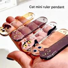 5Pcs Cute Cat Mini Rulers, Mini Pendants, Acrylic Cartoon Short Rulers, Exquisite Bag Charms, Keychains, Jeans Charms,Creative Backpack Ornaments, Perfect Back-To-School Gifts For Classmates And Colleagues,It's Also A Great Gift Choice For Cat Lovers. - 7cm*2cm*0.5cm - View 1