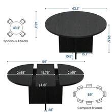 LIZHOUMIL 43.3''-59'' Extendable Dining Table For 4-8, Round To Oval Kitchen Table With Sturdy Cross Wood Base,Ideal For Dining Or Living Room - 黑色 - 查看 4