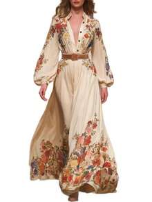 Vestido Longo de Moda para Mujer | Nueva Colección Otoño-Invierno 2026 | Estampado Posicionado | Mangas Largas | Slim Fit y Elegante | Estilo Europeo y Americano - Negro - Ver 5