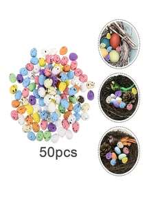 50/100个复活节泡沫彩蛋 DIY花环装饰品，带斑点，类似斑驳的彩蛋 - 彩色 - 查看 4