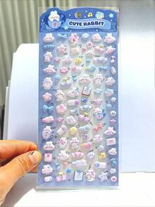 3D Cute Stickers - Cartoon Cat And Rabbit Bubble Stickers, Cute Mini Fluffy 3D Reusable Stickers, Perfect For Scrapbooking, Planner, Diary, Notebook, Laptop, Phone Case, Decorative 3D Stickers, Candy Drop Stickers - Multicolor - View 7