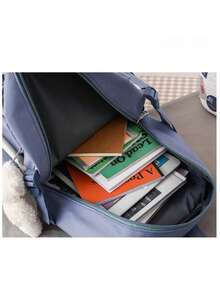 Baila Morena Kit Of 5 Bags With Tag, Buckle, School Backpack, Multi-Pocket Tote Bag, Shoulder Bag, Crossbody Bag, Pencil Case, Coin Purse, Multifunctional, Adjustable Strap, Pendant, Brooch - Rosa Ursinho - 查看 6