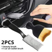 2 Peças Conjunto, Inclui 1 Escova para Saída de Ar do Carro e 1 Escova de Beleza, Design de Duas Pontas para Limpeza do Interior do Carro; 1 Escova para Saída de Ar-Condicionado; 1 Escova Limpa-Frestas para Carro; e 1 Escova de Cerdas Macias para Lavagem de Carro, Sem Bateria Necessária. - Conjunto atualizado - Visão 9