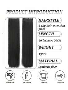 40英寸5夹式合成发片，隐形无缝长直发，适合女性佩戴，可作假发、接发、头巾、时尚发饰、优雅发带、休闲头巾等。 - 彩色 - 查看 21