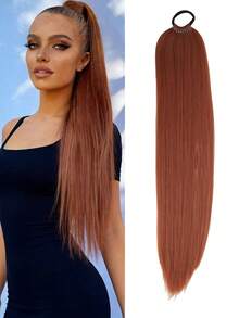 18-32 Inch Ponytail Wig, Multi-Functional Elastic Band Black Ponytail, Long Straight DIY Wrap-Around Ponytail, Soft & Natural Synthetic Ponytail - Multicolor - View 39