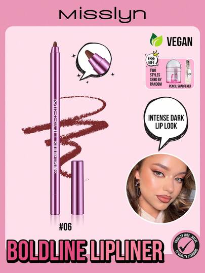  MISSLYN-BoldLine唇线笔，哑光质地，显色度高，顺滑柔润，打造丰盈双唇，多种颜色可选，新手友好，防晕染，持久显色，浓郁柔滑的持久颜料，轻松勾勒完美唇形，方便实用，适合通勤、派对、度假等各种场合，打造光彩夺目的唇妆，是毕业季和校园生活的理想之选。