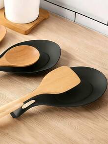2pcs Spoon Holder Easy-To-Clean Insulated Spoon Rest,Kitchen,Christmas Gift - Black - View 4