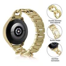 1pc Stainless Steel Single Chain Watch Band, 20mm 22mm, Compatible With Samsung Watch4/5, Amazfit, Garmin Smartwatches