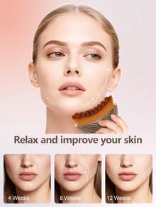 1pc Lymphatic Drainage Face Brush - Dry Brush Massager, For Facial Contour And Jawline Shaping - Ergonomic Design Precisely Fits Skin And Relieves Fatigue - Brown - View 10