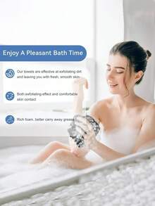 Toalla de baño exfoliante japonesa - Esponja de doble cara para fregar y masajear, diseño a rayas de microfibra súper suave, forma cuadrada adecuada para la ducha, unisex, artículo de baño esencial diario, accesorio de ducha, estilo de moda, tela duradera, toalla de mano - Multicolor - Ver 3