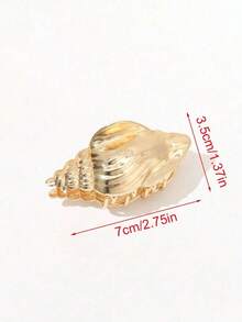 IRIE 1pc Fashion Summer Beach Seashell Textured Striped Hair Clip Women Elegant Holiday Hair Accessory Ocean Element Hair Claw Beach Decor Beauty Hair Clip Autumn Winter Holiday Outfit - 金貝殼 - 查看 3