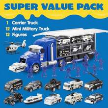 NEW  - Juego de camión de rescate de policía 25 en 1 fundido a presión con sonidos y luces vehículos de policía en camión transportador patrulla de policía para s a partir de 3 años - Camindepolica - Ver 2