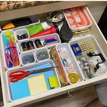 Divided Vanity Makeup Organizer Box, Household Storage Desk Drawer Organizer Box, Desk Organizer Box, Drawer Organizer Box, A Set Of Freely Combinable And Classifiable Desk Organizer Boxes - 1 Set - View 5