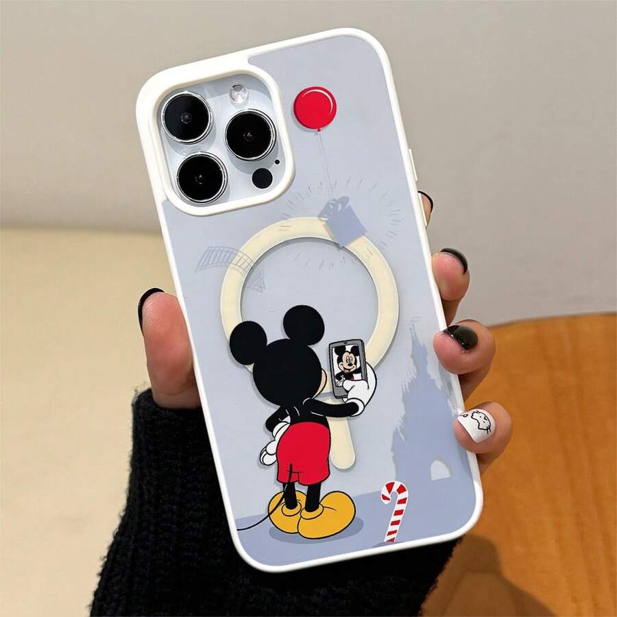 Disney. Mickey Mouse Patterned Phone Case Decorated With A Whimsical Balloon And Candy Cane Design What Fun And Playful Elements What Compatible With IPhone 17, 16, 15, 14, 13, 12, And 11 Pro Models Made Of TPU With Shockproof Protection Great Gift For Family Friends Birthdays Holidays And Special Occasions - 白色 - 查看 1
